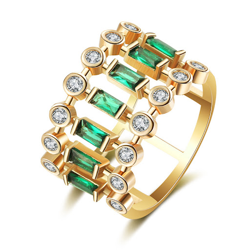 Title 5, Emerald gold-plated hollow ring setting perfect...