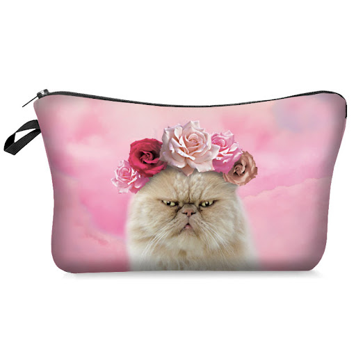Title 2, Digital Printed Tape Garland Cat Cosmetic Bag p...