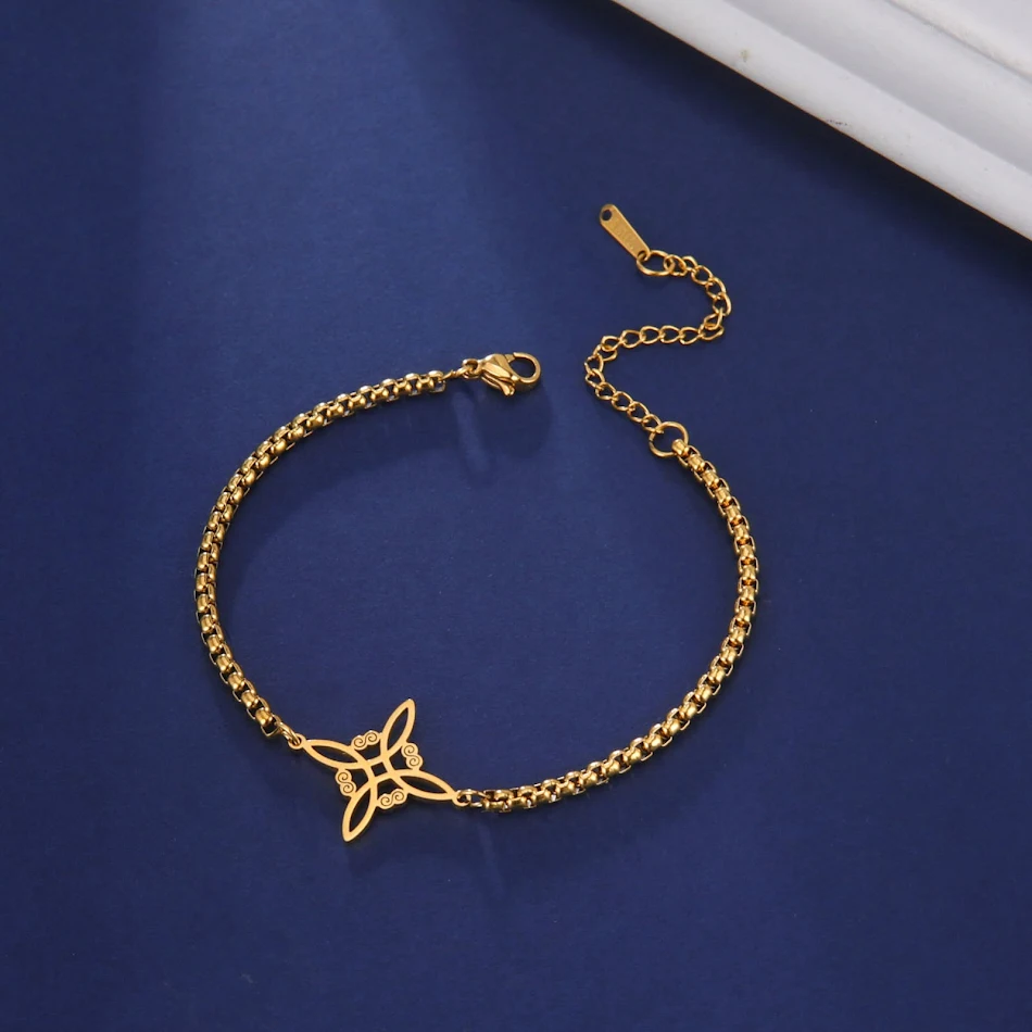 Pulsera con nudo de bruja hueco de acero de titanio, un amuleto de protección y estilo. Resistente, elegante y perfecta para cualquier ocasión.