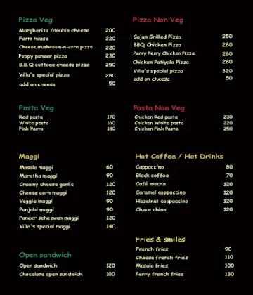 Bala's Cafe menu 