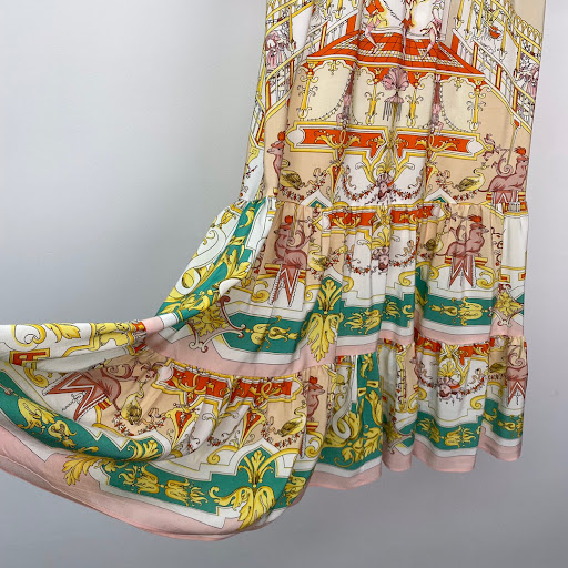 Title 16, Temperament Goddess Elastic Waist Silk Print La...