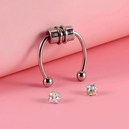 Title 3, Magnetic Pearl No Perforated False Nose Clip El...