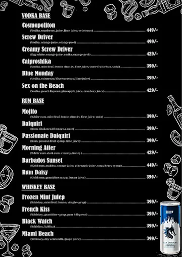 Mugs & Shots menu 