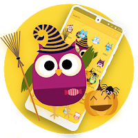 Cute Purple Owl Yellow Wallpaper Theme