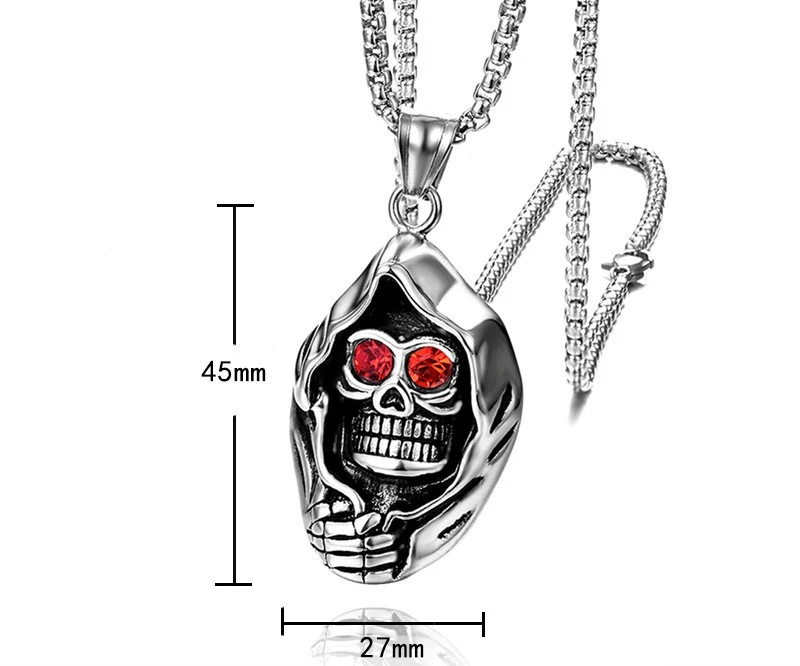 Colar Pingente Caveira Aço Inox Masculino. Ornamento Aço Titânio, um acessório estiloso e resistente para homens, ideal para um visual marcante.