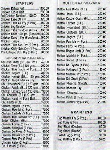 Asia Restaurant menu 