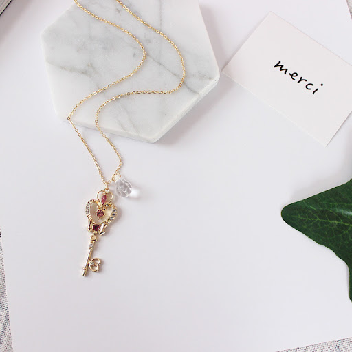 Title 3, Space Time Key Transparent Pendant Necklace