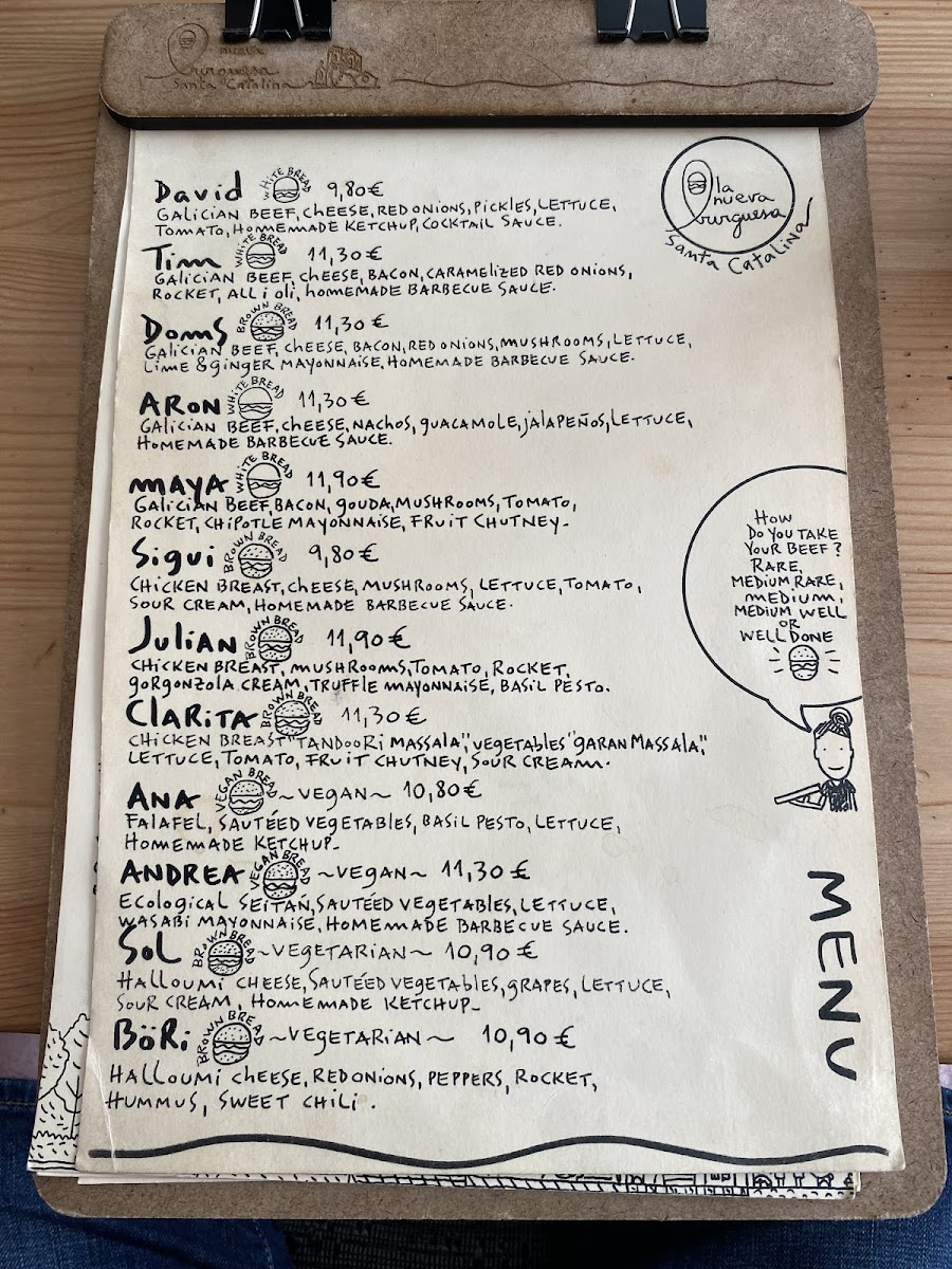 La Nueva Burguesa gluten-free menu