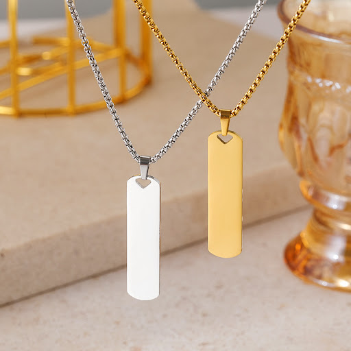 Title 2, Stainless steel necklace, titanium steel long s...