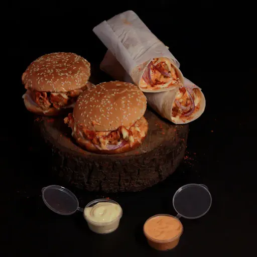 2 Peri Peri Burger + 2 Peri Peri Wrap + 2 Dips