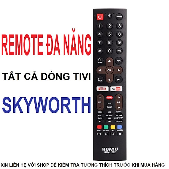 Remote Điều Khiển Tivi Skyworth Smart Rm - L1592 (Đen - Dùng Cho Tất Cả Các Dong Skyworth)