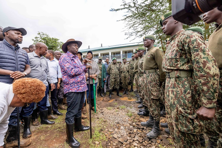 Deputy President Rigathi Gachagua addresses NYS when he visited Mai Mahiu landslide victims on April 29, 2024.