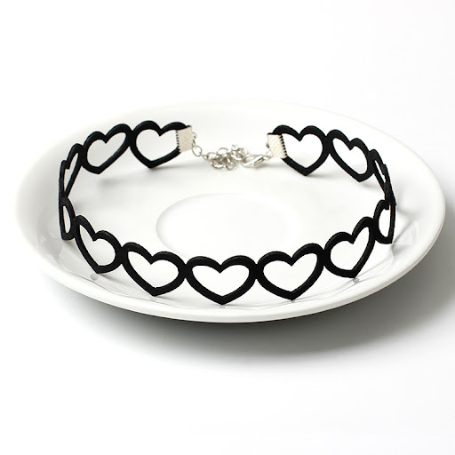 Title 4, Korean Velvet Peach Heart Necklace Collar Creat...