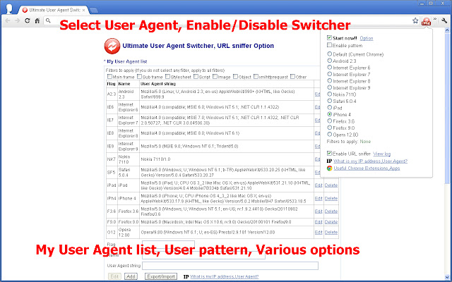 User Agent Switcher Url Sniffer