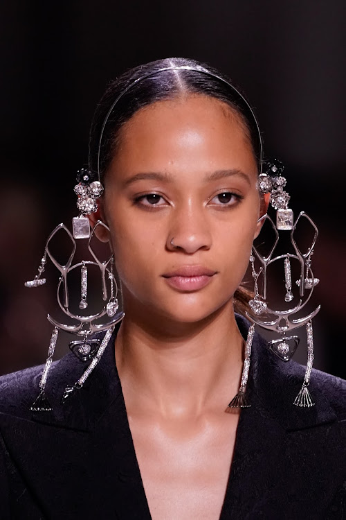Statement headpieces abounded on the runway at the Givenchy show.