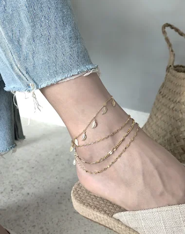 925 Silver Leaf Leaf Anklet - 1