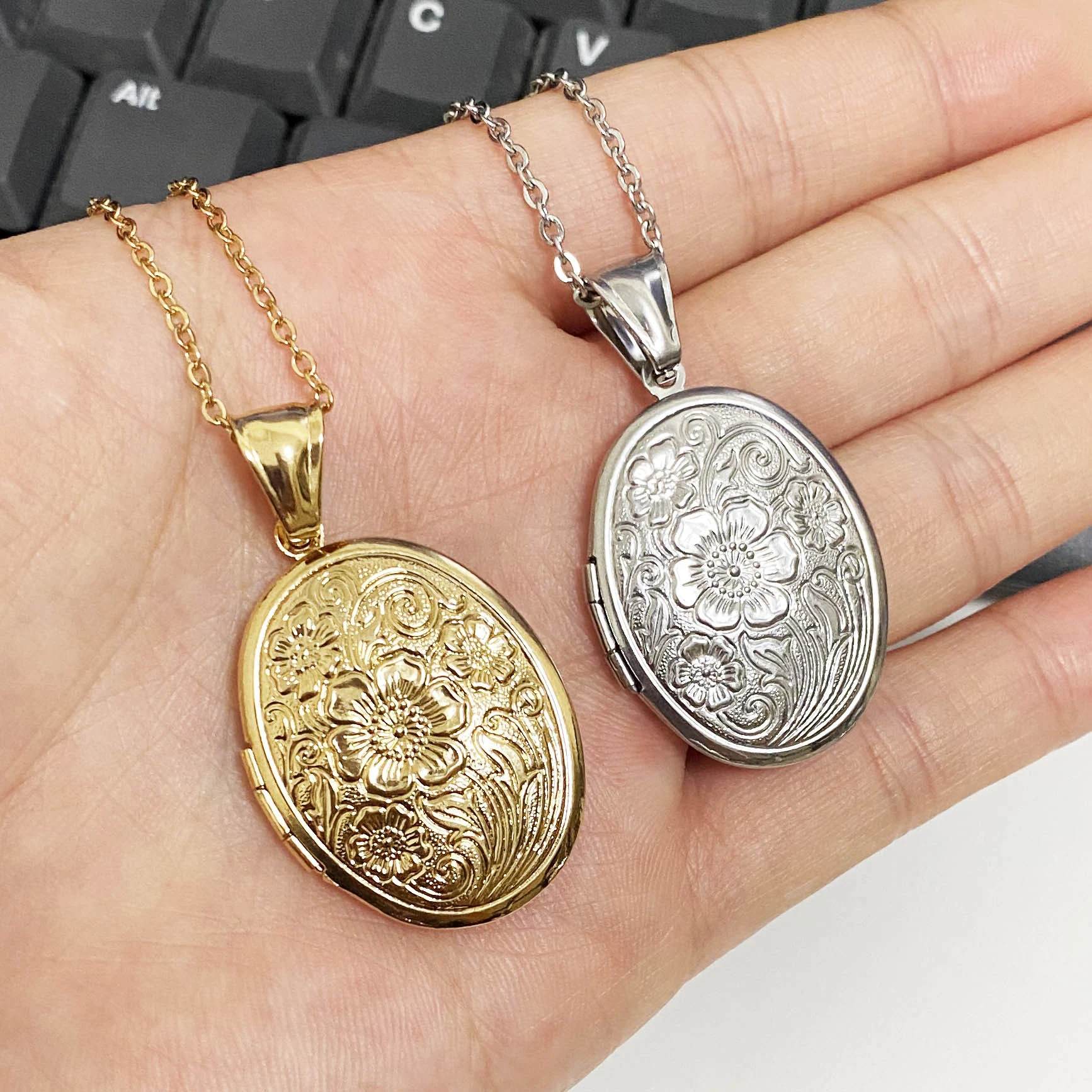 Title 3, Nouveau pendentif cadre photo en acier inoxydab...