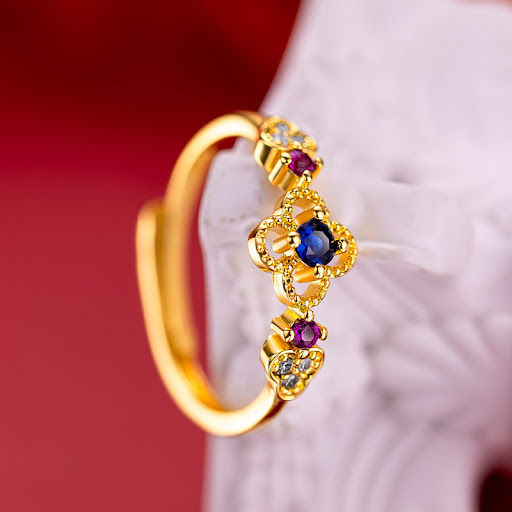 Title 7, Gold-plated Clover Open Ring for everyday elega...