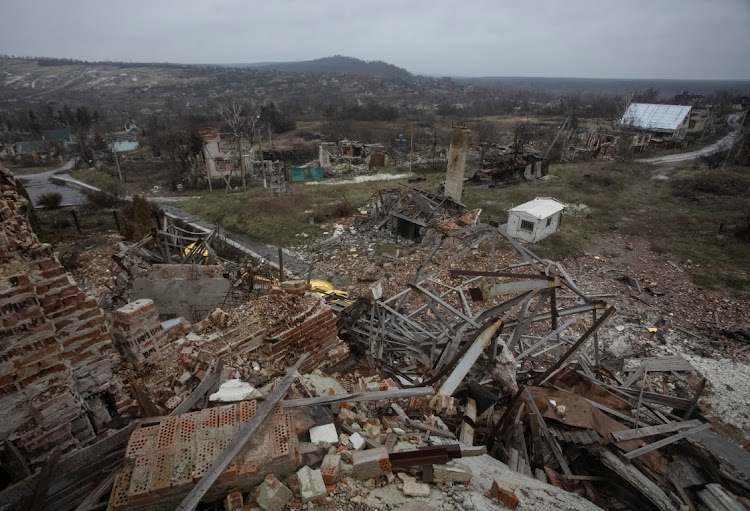 A destroyed Orthodox church is seen, amid Russia's attack on Ukraine, in the village of Bohorodychne in Donetsk region, Ukraine, on December 8 2022. Picture: REUTERS/YEVHEN TITOV