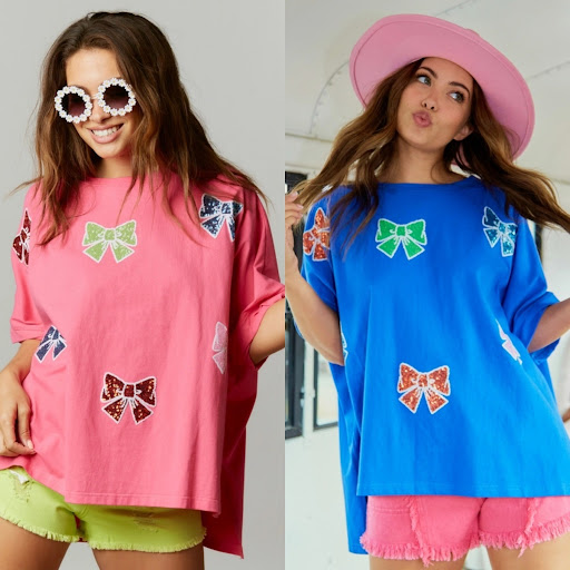 Title 10, Bow Sequined Top Loose Women