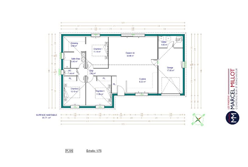  Vente Terrain + Maison - Terrain : 1 580m² - Maison : 91m² à Saint-Just-le-Martel (87590) 