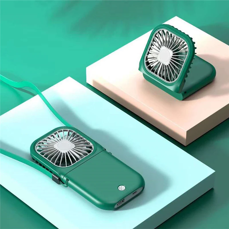 Ventilador de pescoço mãos-livres USB recarregável portátil e dobrável. Mini ar condicionado de verão, ventilador duplo, resfriamento refrescante.