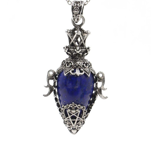 Title 20, Ancient Silver Bottle Egg-Shaped Crystal Pendul...