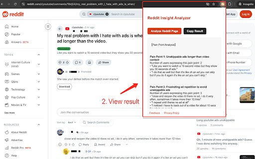 Reddit AI Insights screenshot 2
