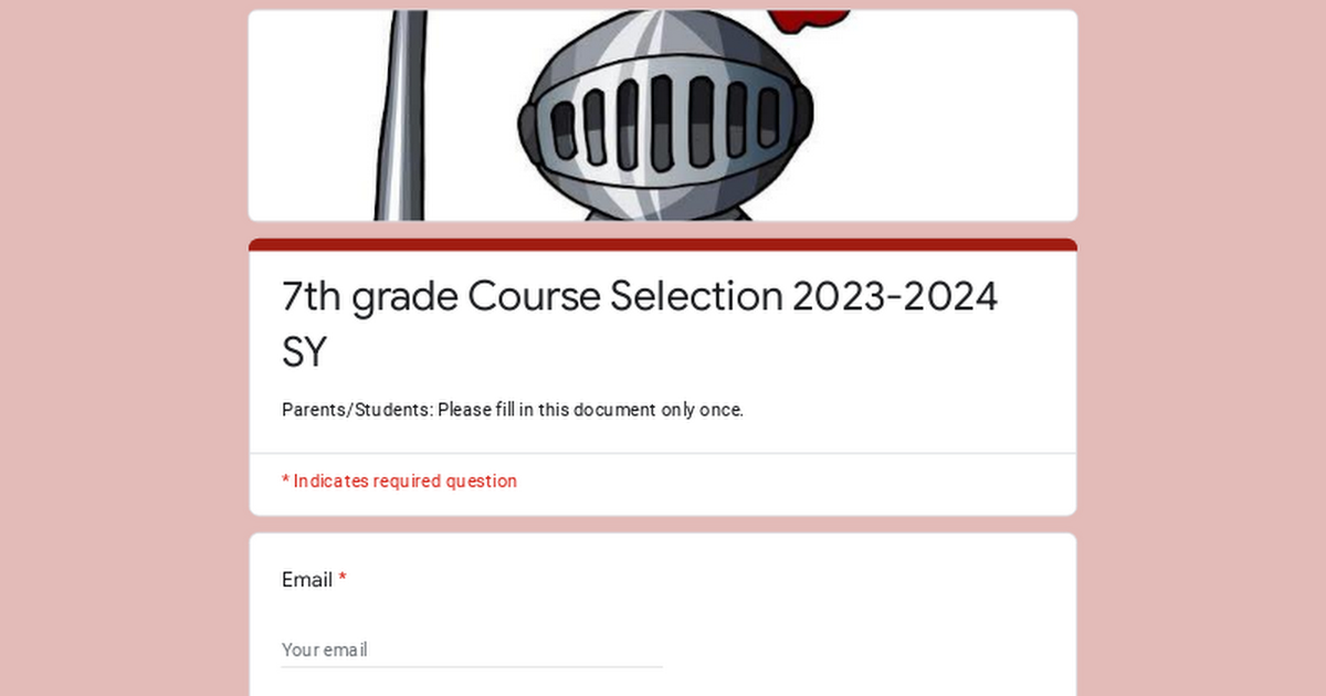 7th grade Course Selection 2023-2024 SY