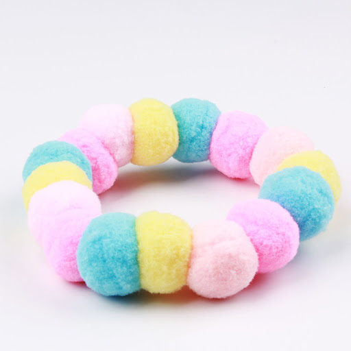 Title 3, Pet Rainbow Candy Color Net Red Collar Fur Ball...