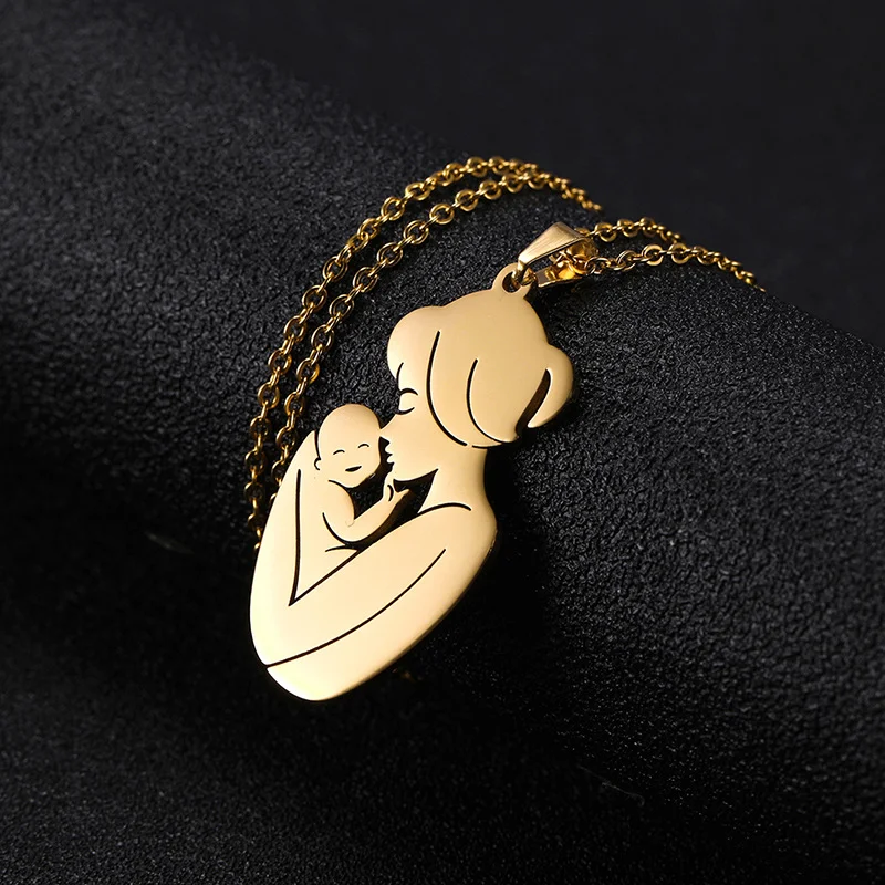 Collana donna in acciaio inox Mamma e Bambino con pendente, un simbolo eterno di amore e connessione. Regalo perfetto.