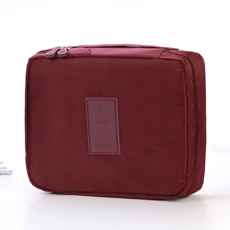 Pochette cosmetici portatile impermeabile con divisori e tasche multiple, borsa trucco da viaggio per donna