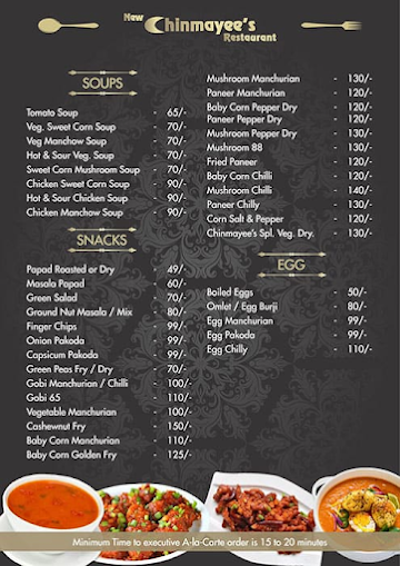 New Chinmayees Restaurant menu 