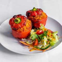 Stuffed Red Pepper with Jollof Rice (V) (VG)