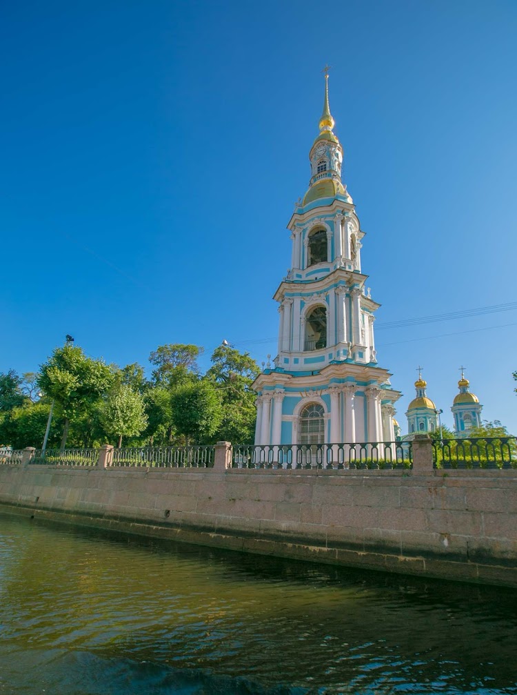 Church seen on a canal cruise  in St. Petersburg, Russia. 