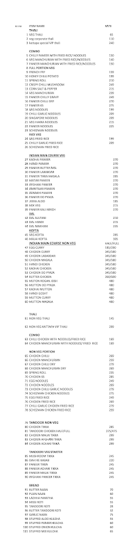 Kattapa Family Restaurant menu 1