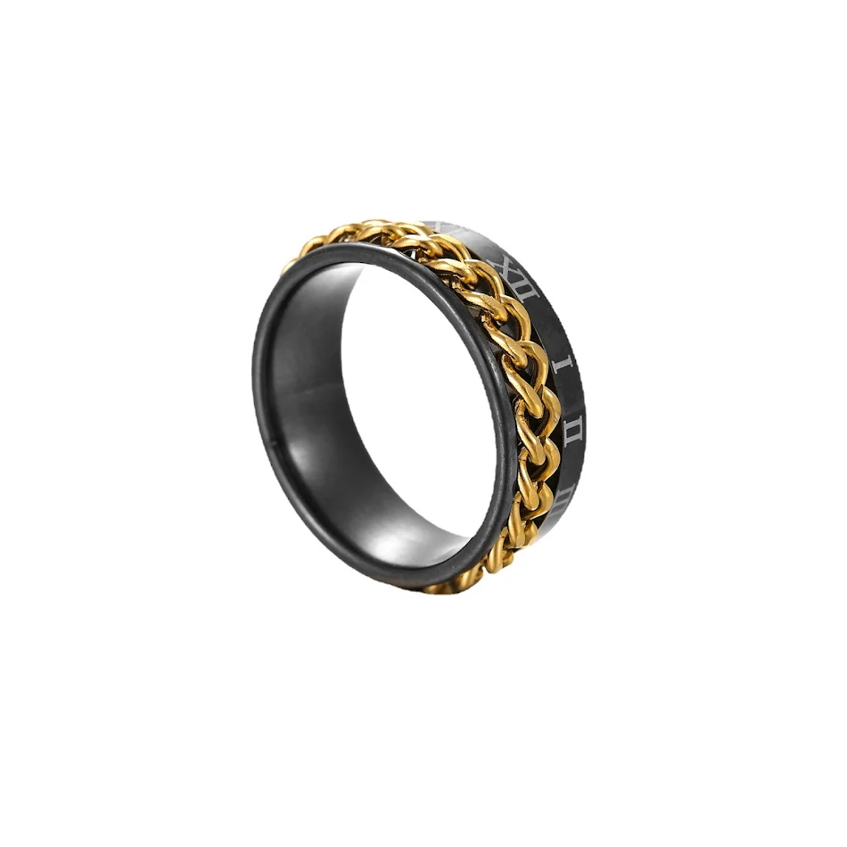 Anel com corrente de numerais romanos para mulheres, um acessório moderno e elegante. Joia com design exclusivo, ideal para complementar qualquer look e ocasião.