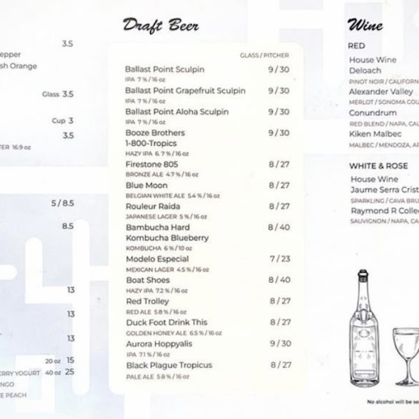 Drink Menu (Everything except the beer is gluten free!)