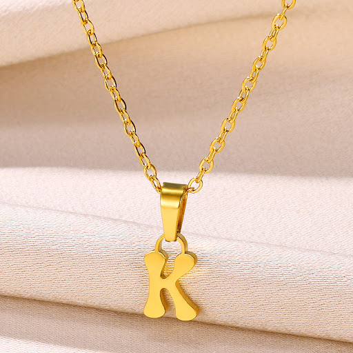 Title 7, Simple 18K Gold Plated Stainless Steel Small Le...