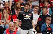 Manchester United's Daniel James celebrates scoring their first goal.