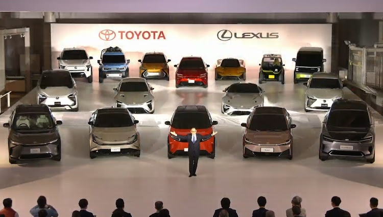 Toyota CEO Akio Toyoda previews some of the Toyota and Lexus EVs planned for the next decade. Picture: SUPPLIED