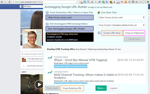 Autotagging Google URL Builder chrome extension