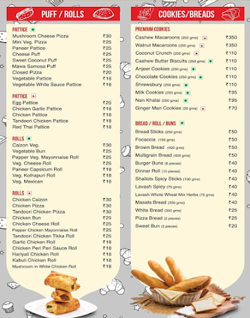 Merwans Cake Stop menu 