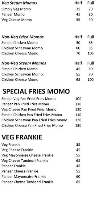 The Fries Momo menu 