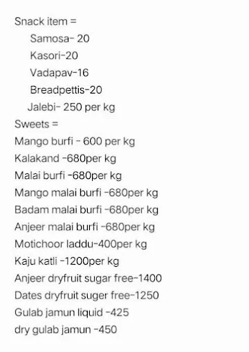 Deepak Sweets menu 