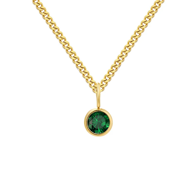 Collier en acier inoxydable avec pendentif diamant et pierre de naissance, un cadeau élégant et personnalisé, idéal.