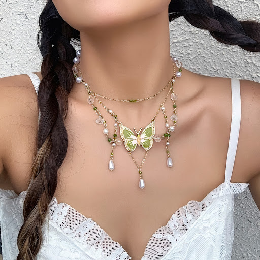 Title 3, Beaded Sweet Cool Butterfly Qianxi Wind Dopamin...