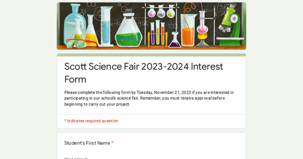 Scott Science Fair 2023-2024 Interest Form