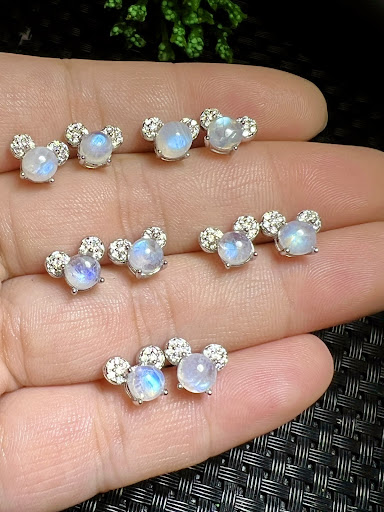 Title 4, Natural Blue Moonlight Stone Earrings, ethereal...