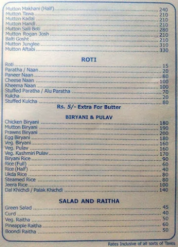 Harish Family Restaurant & Bar menu 